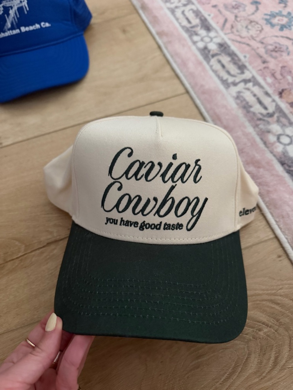 Caviar Cowboy Baseball Cap - Cream & Dark Green